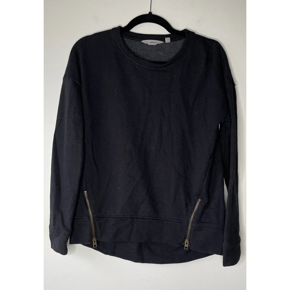 Athleta Sweatshirt Women XXS Black Side Zip Pullover Athleisure Casual Gorpcore